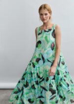 BOTANIC SOFT FLOW DRESS WITH ASYMMETRICAL OVERLAY