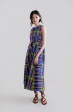 RETRO PRISM LONG SLEEVELESS DRESS WITH SIDE ASYMMETRY - Imagen 3