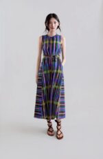 RETRO PRISM LONG SLEEVELESS DRESS WITH SIDE ASYMMETRY - Imagen 2